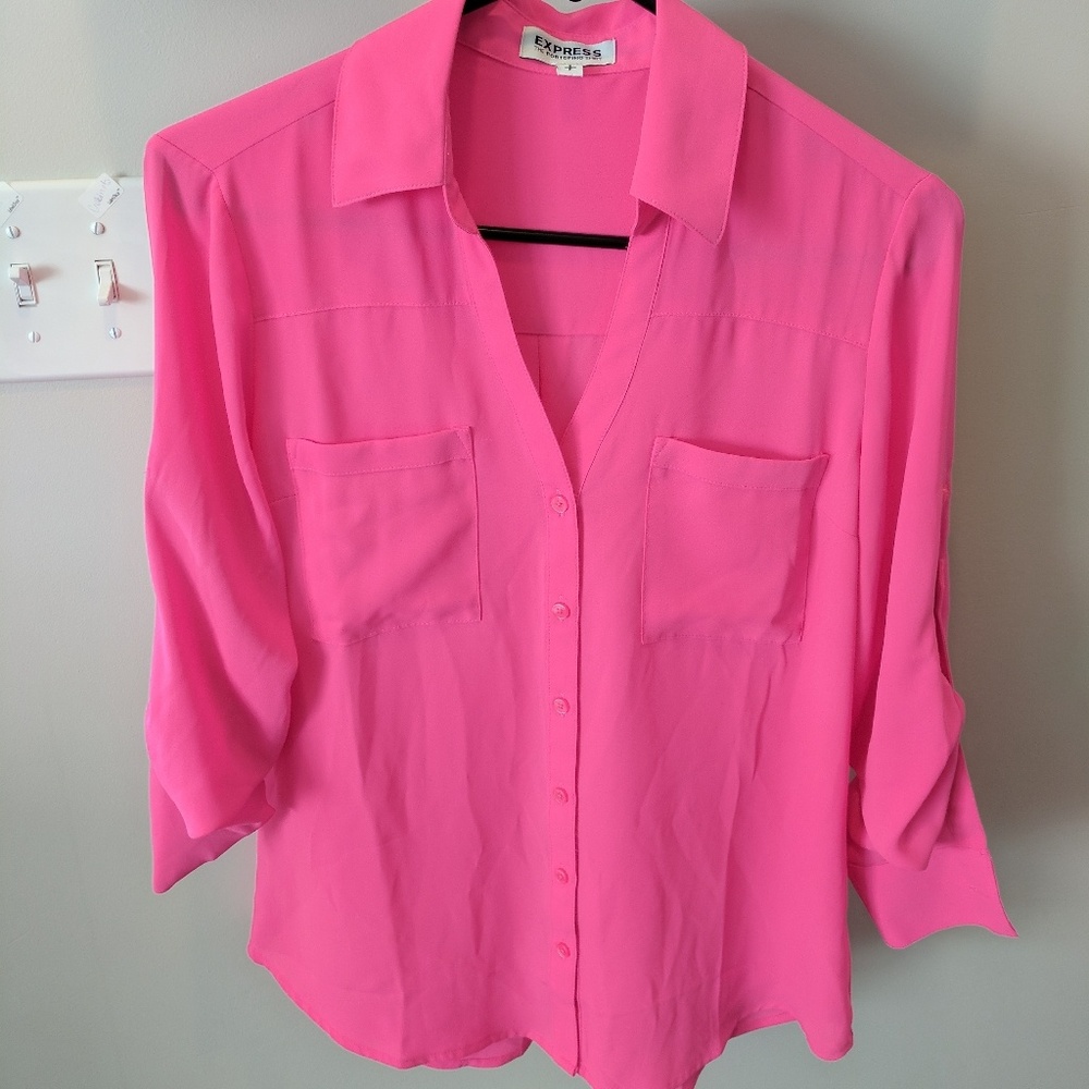 Express Neon Pink Portofino Shirt SMALL